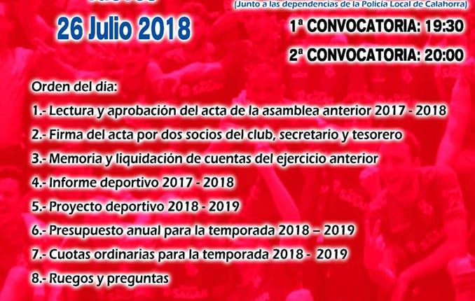 Cartel con orden del día